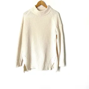 A New Day Ivory Side Slit Knit Mock Neck Sweater- Size L