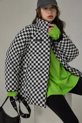 Always Standing Out Checkered Padded Jacket