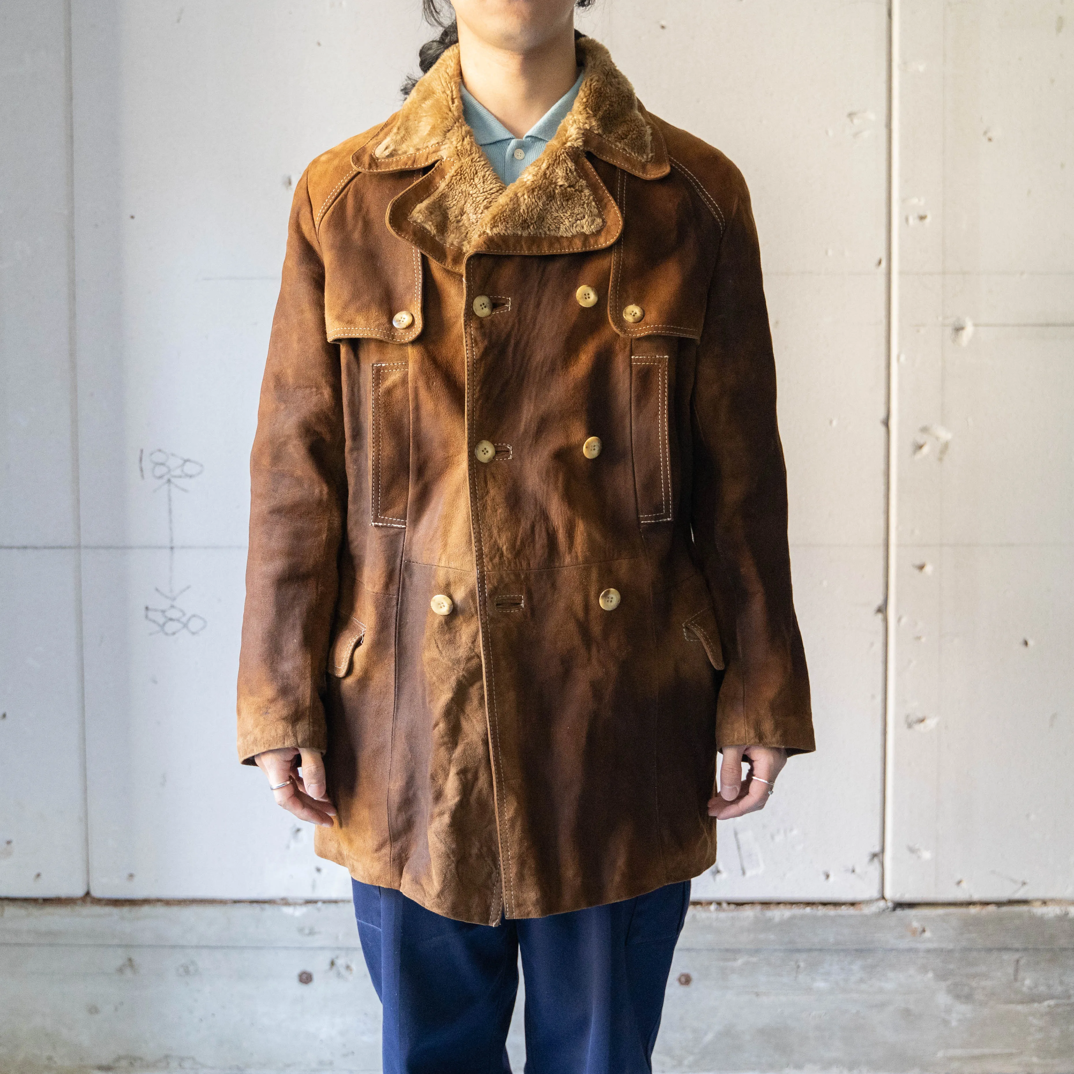 around 1970s brown suede double breasted jacket