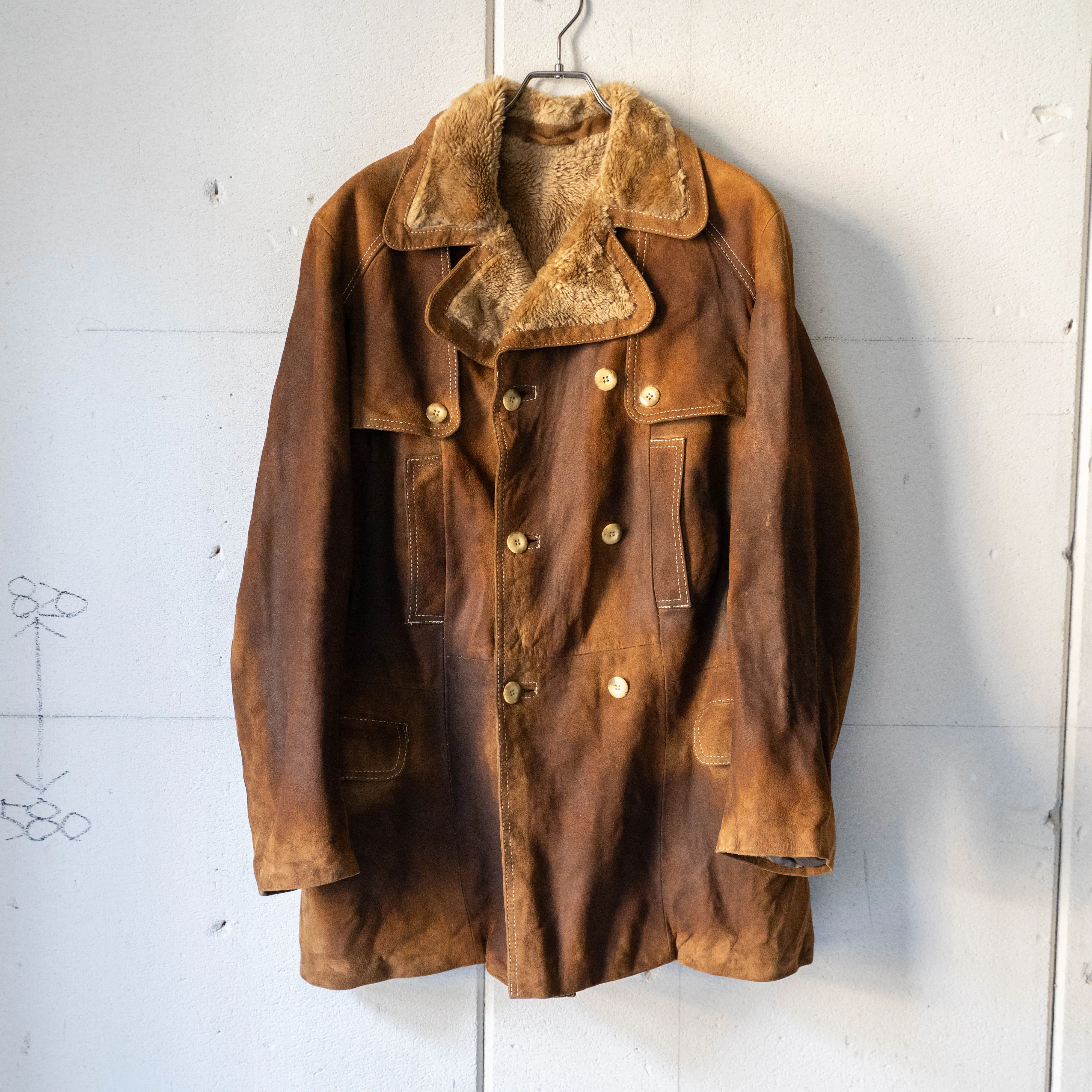 around 1970s brown suede double breasted jacket