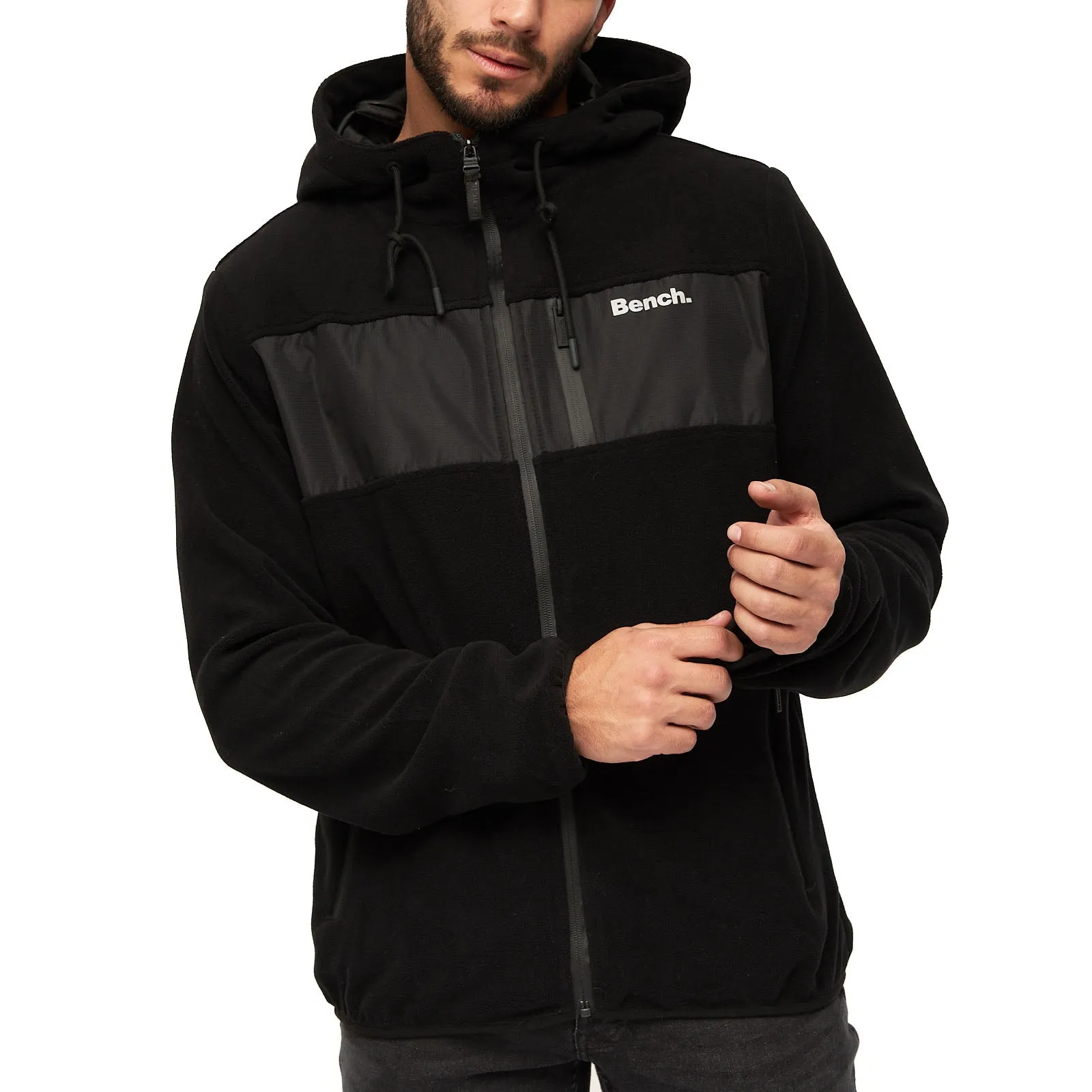 Bench Mens Blaine Full Zip Hooded Fleece Jacket