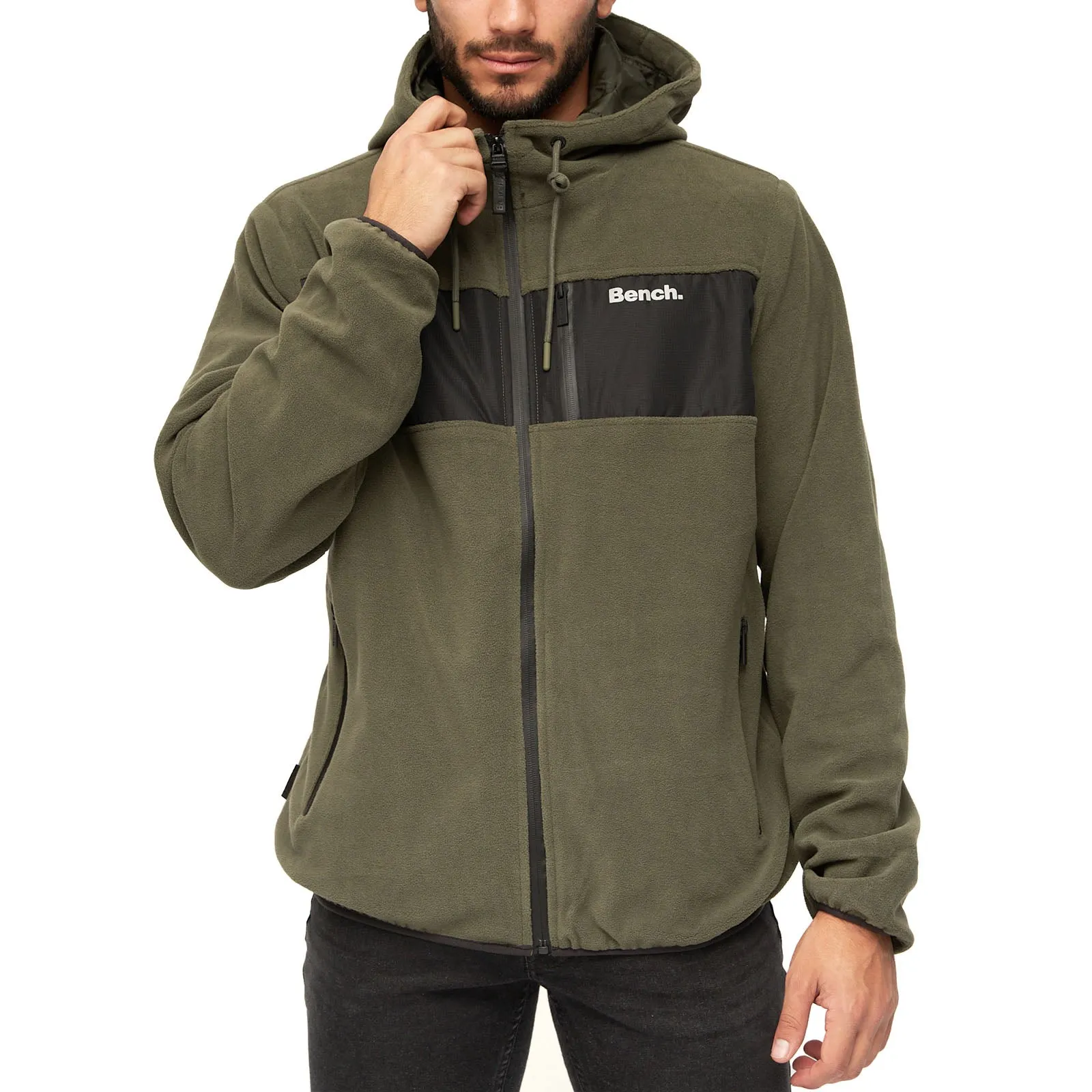 Bench Mens Blaine Full Zip Hooded Fleece Jacket