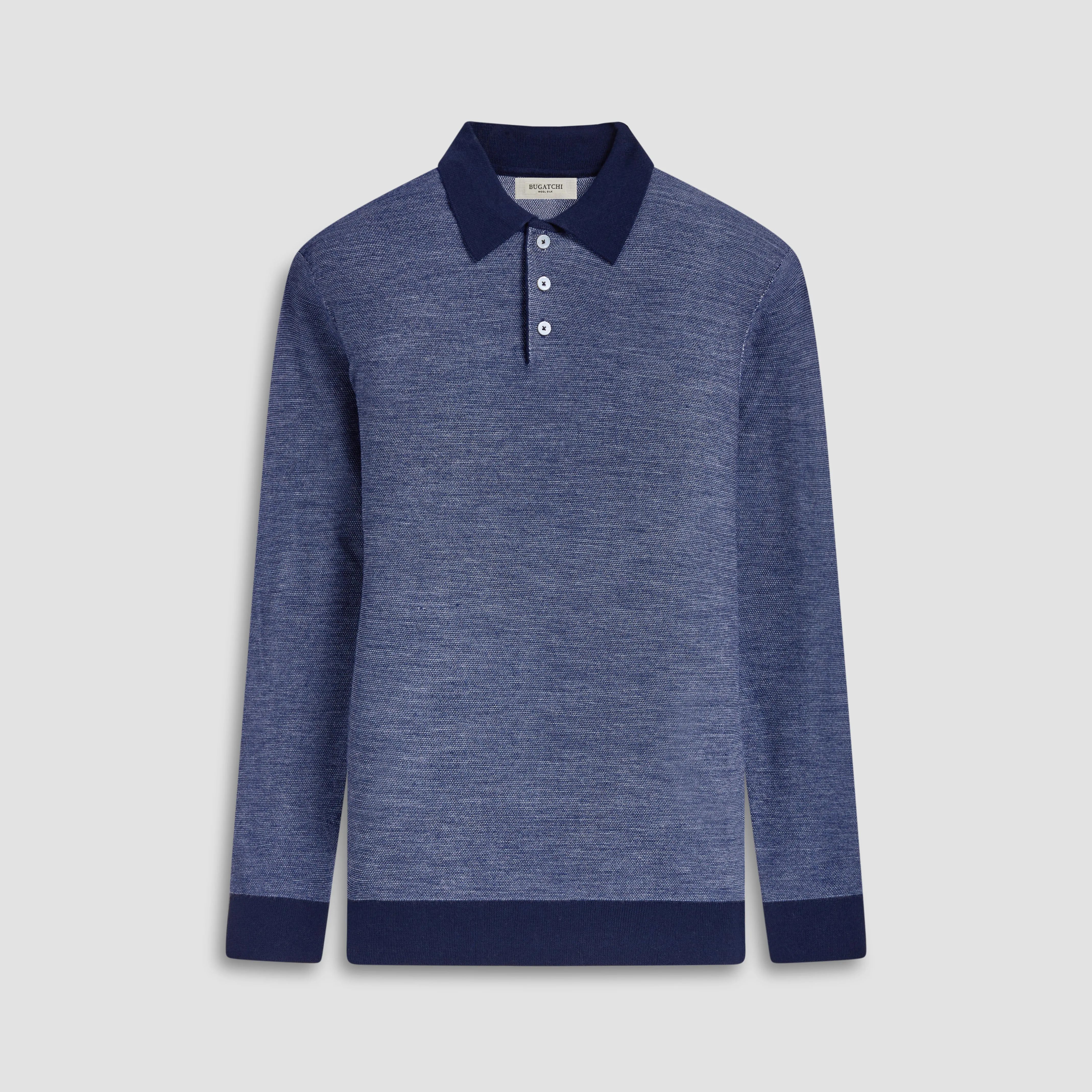 Bird's Eye Jacquard Polo Sweater