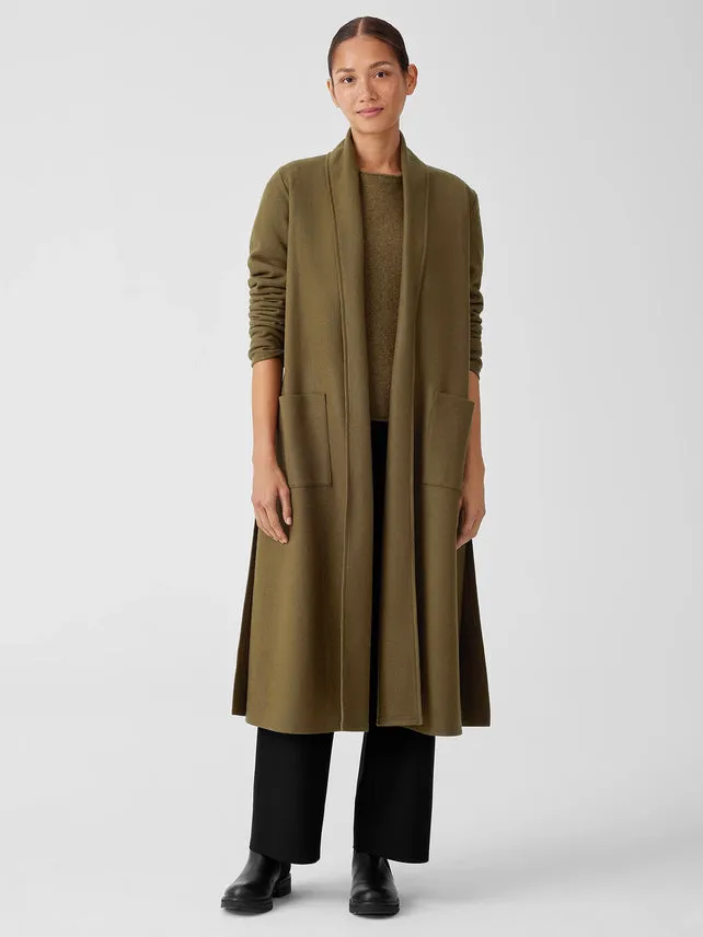 BOILED WOOL JERSEY HIGH COLLAR LONG JACKET