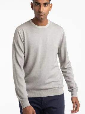 Bone White Merino Wool Crewneck Sweater