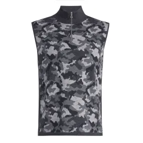 Camo Jacquard Merino Wool Quarter Zip Sweater Vest Charcoal Camo - SS24