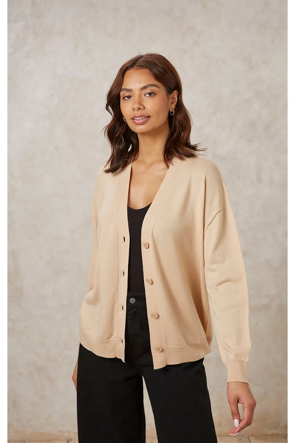 Jude Merino Cardigan in Beige