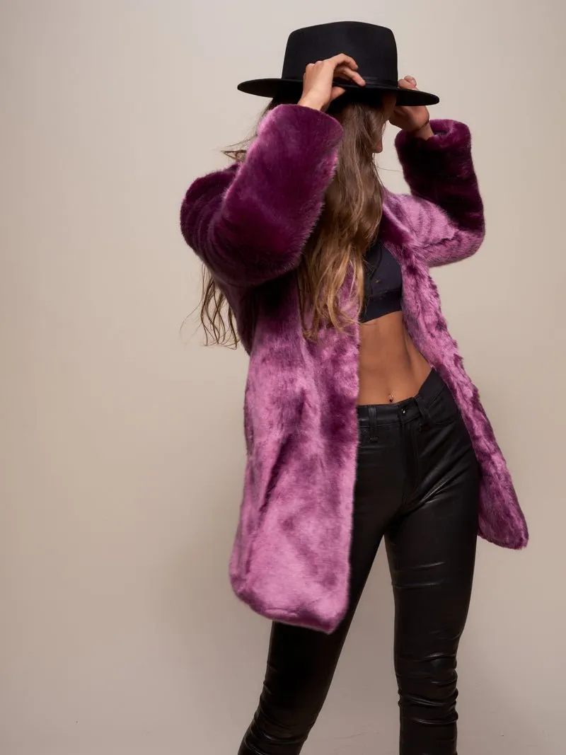 Lavender Wolf V-Neck Luxe Faux Fur Coat | Women's