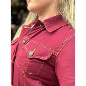 Modfather Clothing - Women's Twill Maroon Peach Hart  - Trucker Jacket